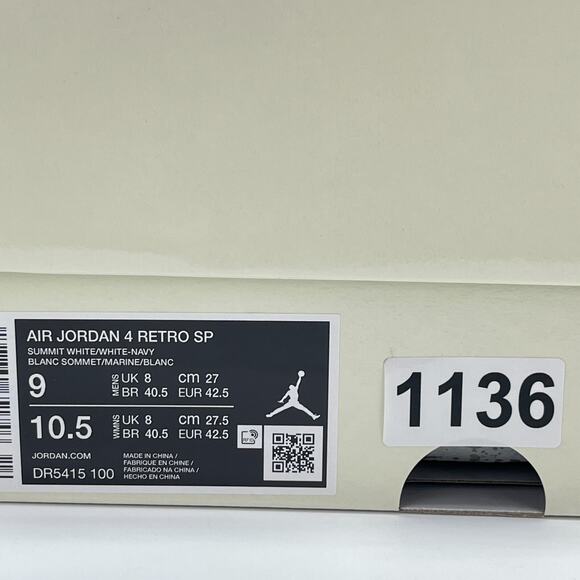 Air Jordan 4 Retro SP Summit White Navy Athletic Shoes Size Men 9 - Women 10.5 main image 4